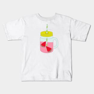 Jar with a straw with a fruit drink. Kids T-Shirt